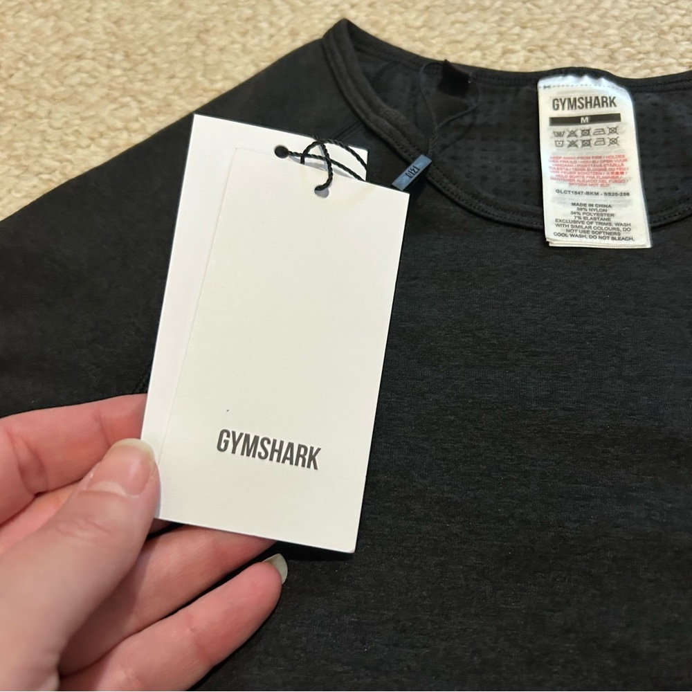 Gymshark Vital Seamless Crop Top women's medium black marl NWT Workout Athletic - Picture 8 of 14